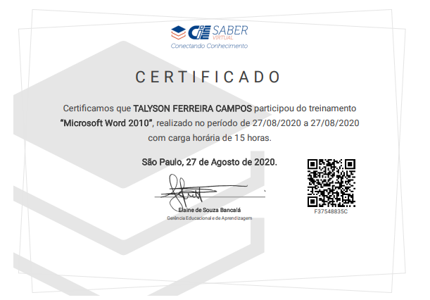 imagem do certificado